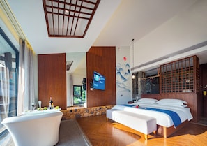 Chambre Double Luxe, 1 grand lit, vue colline, en bord de piscine