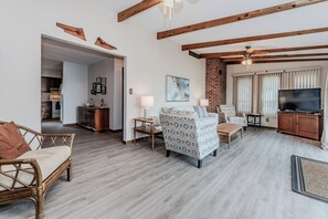 Smart TV, fireplace, video games