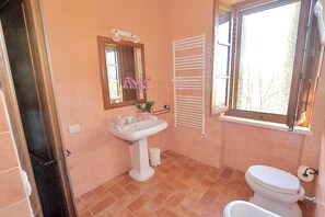 Shower, hair dryer, bidet, towels - FarmHouse Apt-Breathtaking Views LE LOGGE (Asciano)