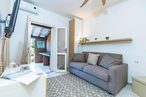 21-inch flat-screen TV with cable channels