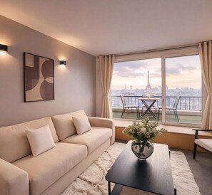 Deluxe Studio, City View | Living area | 72-cm flat-screen TV with digital channels - 1610 Champs-Élysées (Paris)