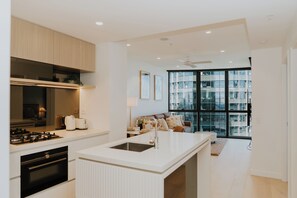 Luxury Apartment, Balcony, River View | Living area - Queen's Wharf Residences - Nooon Stay (Brisbane)