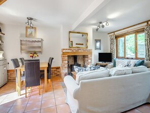 TV, fireplace