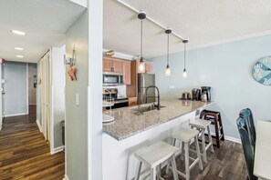 Microwave, dishwasher, coffee/tea maker, toaster