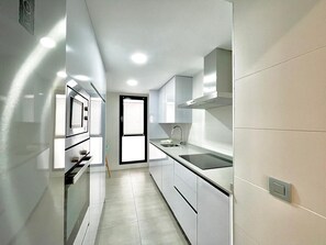 Fridge, microwave, oven, dishwasher