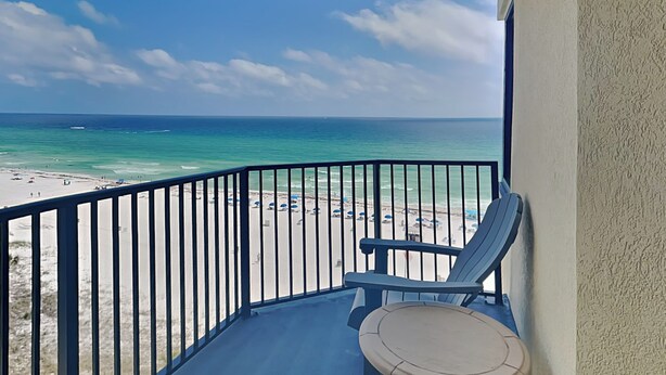 A balcony with a view of the beach and ocean. - Sunbird Beach Resort #902 - Oceanfront Escape | Gulf Front (Panama City Beach)