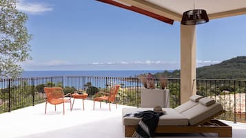 Suite Deluxe, con acceso para personas discapacitadas, baño en la habitación (piscine privée) | Terraza o patio