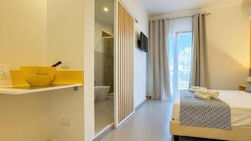 Desk, laptop workspace, blackout curtains, soundproofing