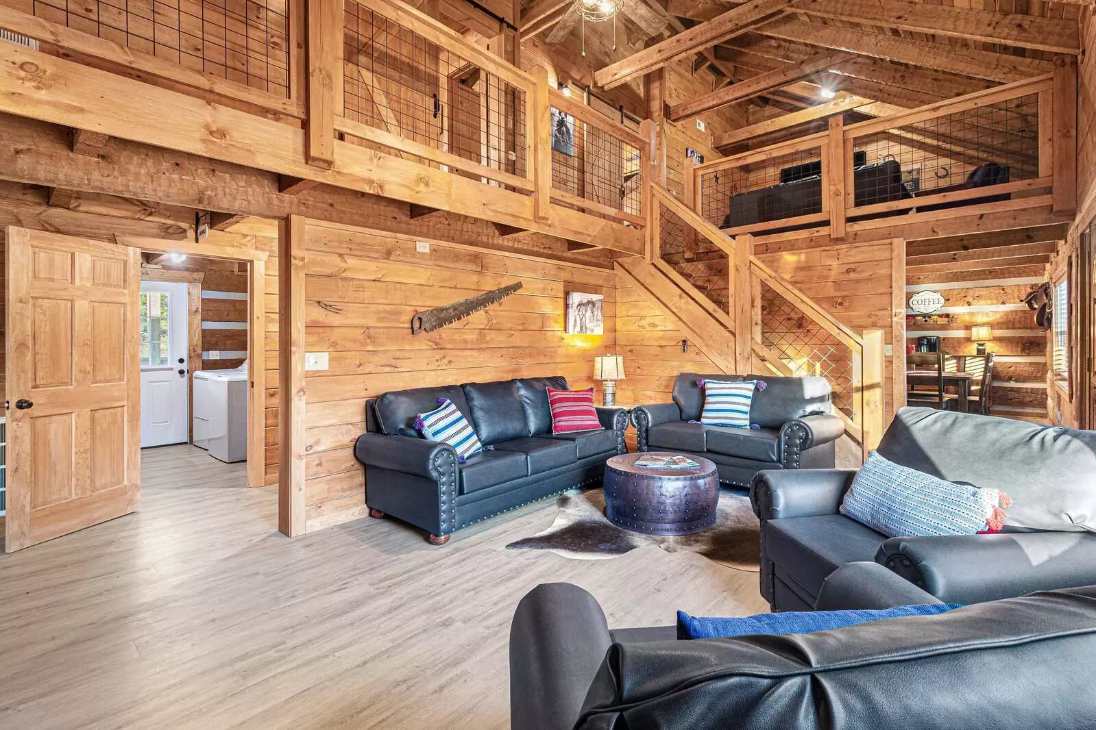 TV, fireplace, foosball, offices