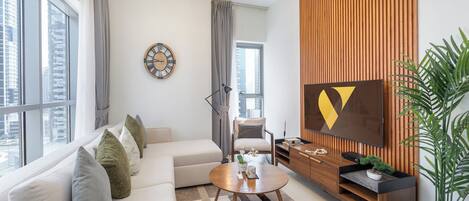 Luxury Apartment, Balcony, Canal View | Living area