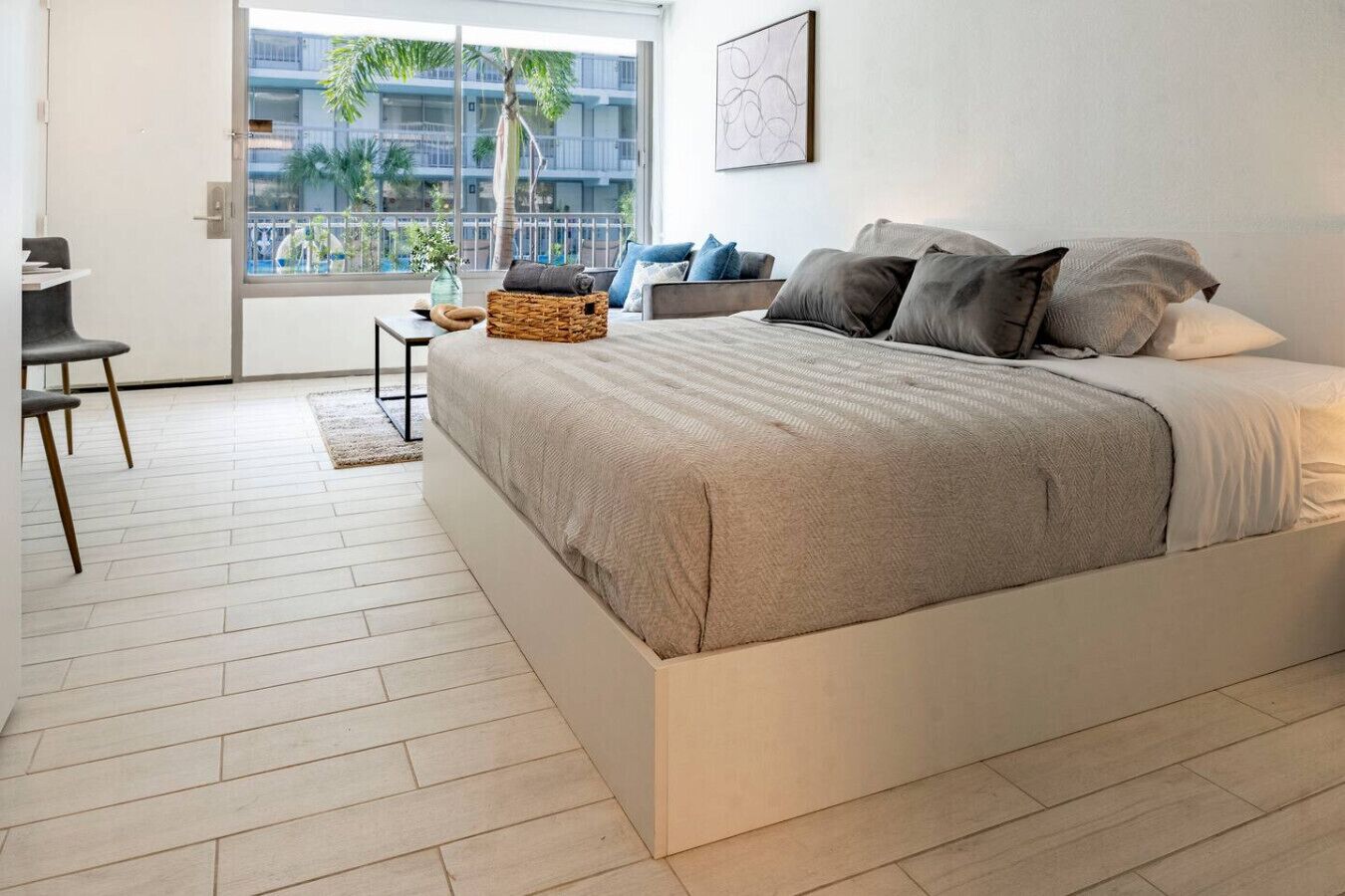 1 bedroom, desk, iron/ironing board, travel crib