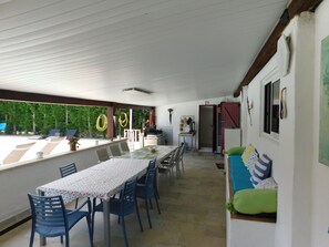Outdoor dining - Villa with pool open veranda 40m2 5minutes downtown 5km from the sea (Soustons)