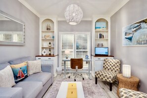 Smart TV, fireplace, video games, table football