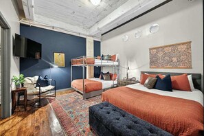 2 bedrooms, desk, iron/ironing board, travel cot