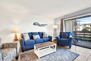 Living area - Lighthouse Point Condo Unit 34A, 2 bedroom, 2 bath beach front with pools (Tybee Island)