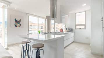 Huoneisto, useita sänkyjä, parveke, kaupunkinäköala (Balcones 501) | Yksityinen keittiö | Kahvin-/teenkeitin