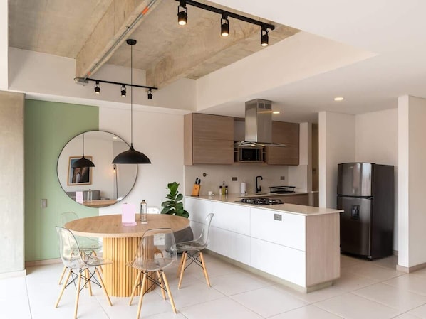 Apartment, Multiple Beds, Balcony, City View (Ekkos 801) | Private kitchen | Coffee/tea maker