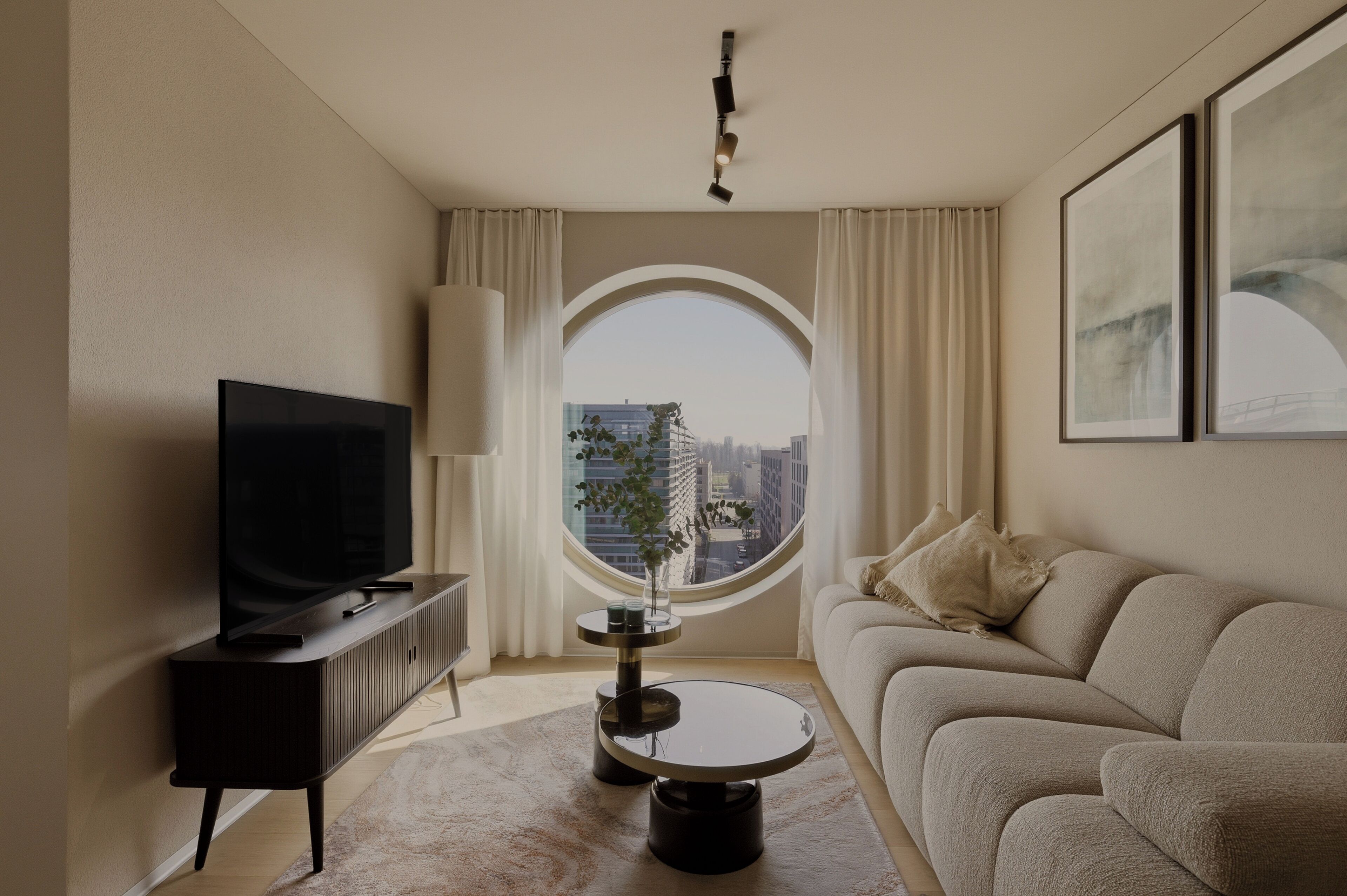 Signature Penthouse | Área de estar | Smart TV 55 polegadas com canais digitais, TV, Netflix