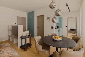 Apartment Classic | Opholdsområde | 55-tommers smart-tv med digitale kanaler, tv, Netflix