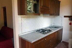 Kjøleskap, ovn, kokeplater og vannkoker