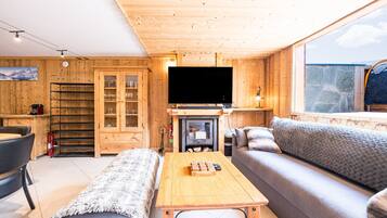 Fernseher, Kamin, Videospiele, DVD-Player