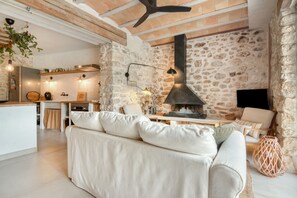 Televisión y chimenea 