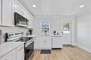 Fridge, microwave, oven, stovetop - Surf Sun Pura Vida | Chic Surf Pad • 150ft to Sand (North Myrtle Beach)