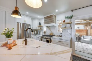 Fridge, microwave, stovetop, dishwasher - Walk to Big Bear Marina: Modern Home w/ Hot Tub! (Big Bear Lake)