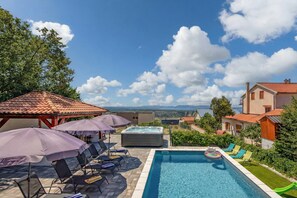 Family House, Multiple Bedrooms, 2 Bathrooms, Mountainside (Villa Natali With Pool And Sea View) | Pool