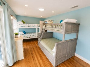 A bunk bed room with a desk and a window. - "Shady Pines"- You will have a Golden Time! (Gulf Shores)