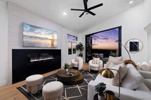 TV, fireplace, offices