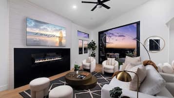 TV, fireplace, offices