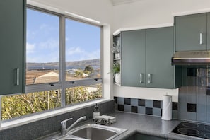 Fridge, oven, stovetop, coffee/tea maker