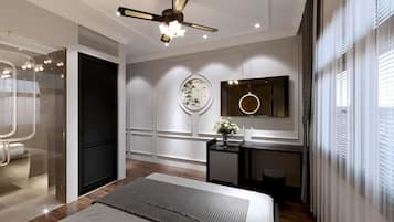 Kamar Premium, pemandangan kota | Seprai premium, minibar, brankas, dan meja kerja