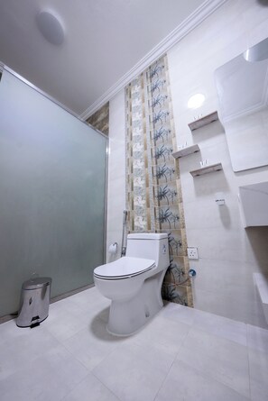Villa, Balcony, Pool View | Bathroom | Shower, free toiletries, hair dryer, slippers