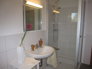 Shower, hair dryer - Apartment 'Gala' with Shared Terrace, Shared Garden and Wi-Fi (Salem)