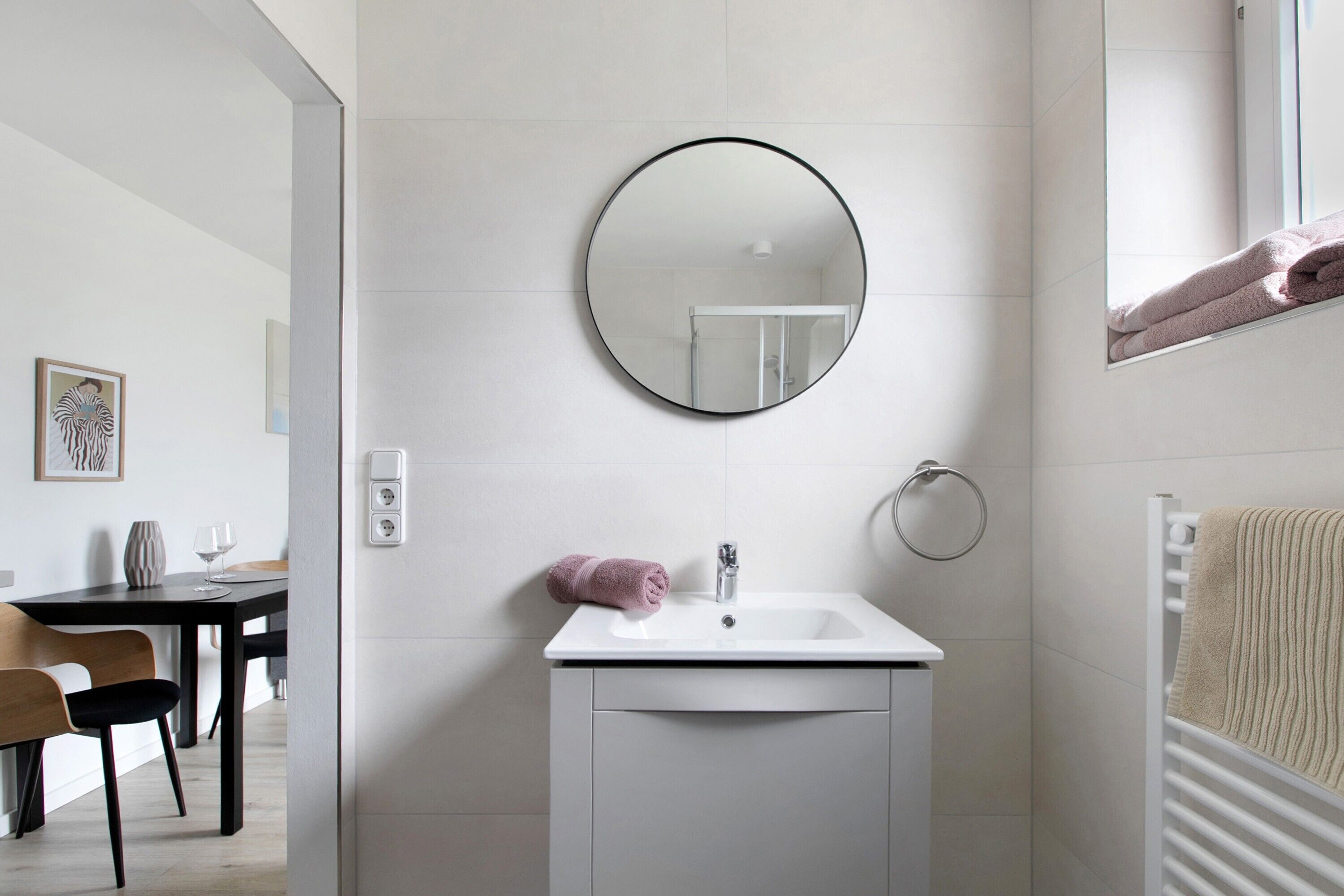 Ducha, secador de pelo, toallas