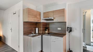 Fridge, oven, stovetop, electric kettle