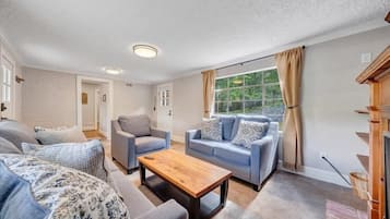 Älytelevisio, takka, työhuone