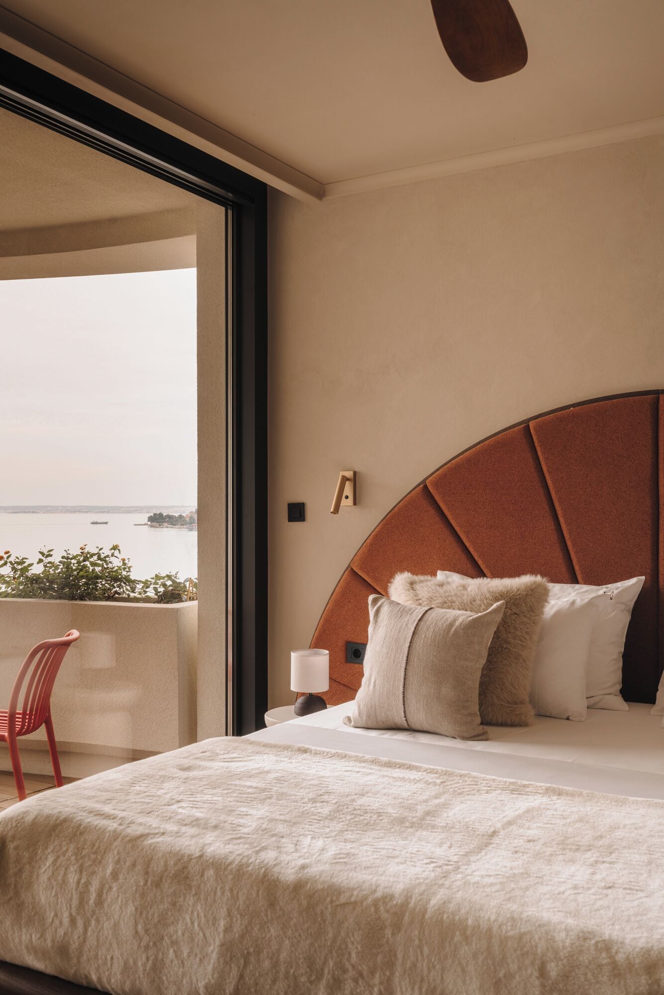 Desk, laptop workspace, blackout drapes, soundproofing