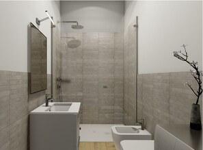 Ducha, secador de pelo, bidet, toallas