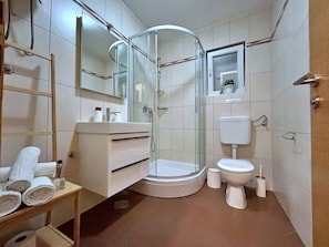 Dusche, Haartrockner, Handtücher