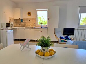 Kühlschrank, Mikrowelle, Herdplatte, Geschirrspüler