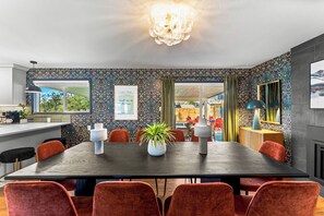 Dining - 5 BR Luxury Funhouse, Walk to Fiddler's Green, Hot Tub, Mini-Golf, FirePit, Theater Room (Centennial)