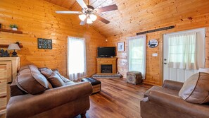 Televisión y chimenea 