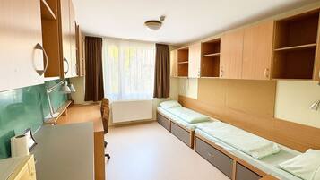 Hypo-allergenic bedding, desk, laptop workspace, free WiFi