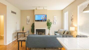 TV, fireplace, offices