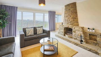 TV, fireplace, offices