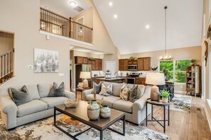 Smart TV, fireplace, ping pong, books
