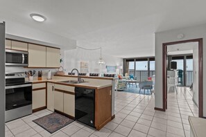 Fridge, microwave, oven, stovetop - Pelican Watch 1005-Lovely upgraded unit with Oceanfront Balcony and wonderful views, with elevators. (Carolina Beach)